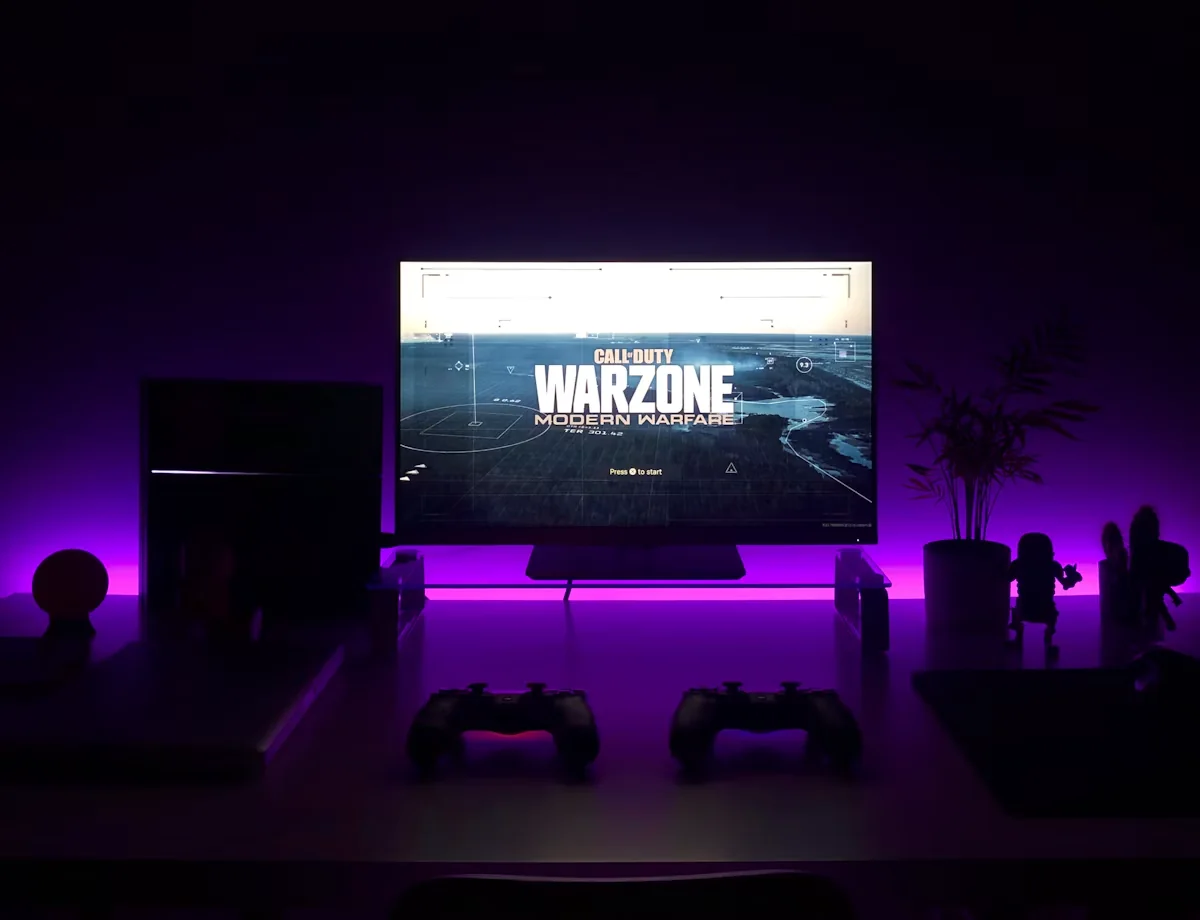 Gaming setup with monitor and accessories